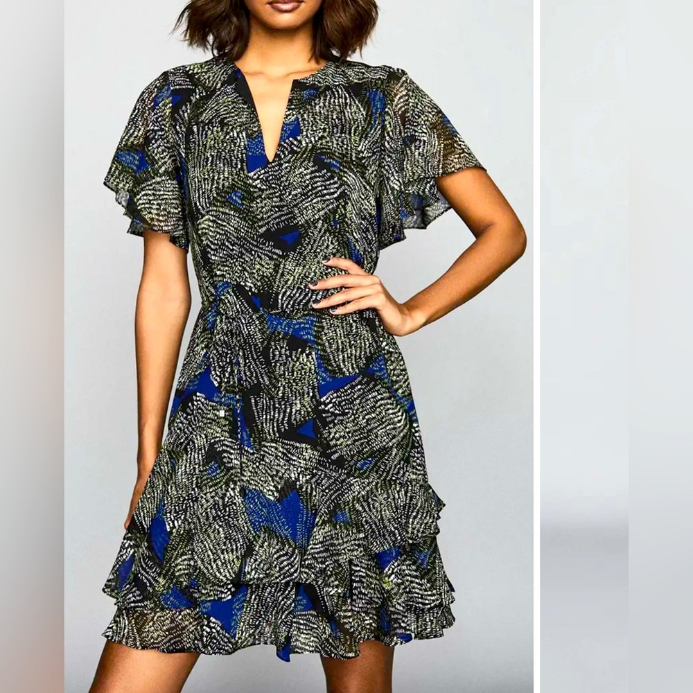 REISS
Sophie Jungle Print Dress In Blue/green Size 6